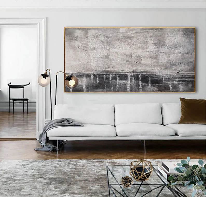 Canvas Handmade Painting Office Grey Abstract Canvas Artwork U8I8A
